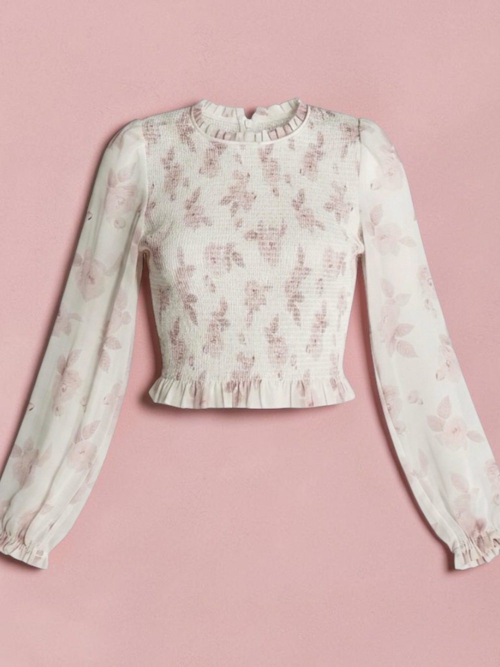 Wilfred Blush Floral Smocked Long-Sleeve Blouse